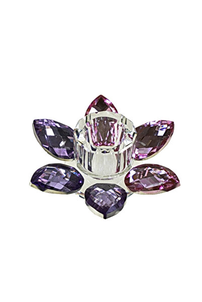 Azay Suport lumânare Lotus, Sticlă violetă 11x4 cm