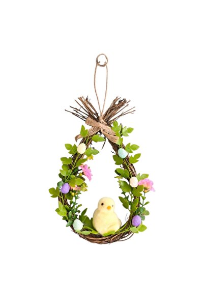 Bsr Decorative Easter wreath, chicken model, with hangers, wood+plastic, 28x1...