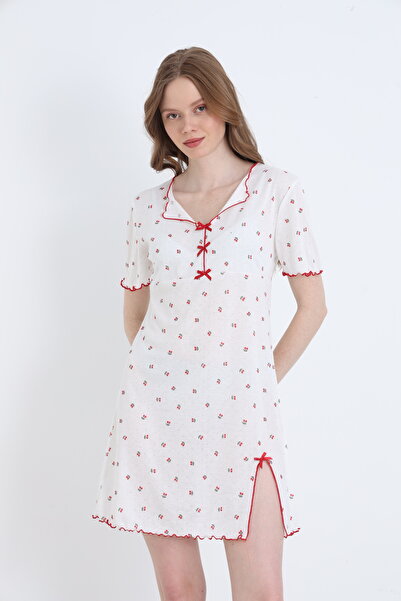 ELİTOL Jacquard Viscose Bowknot Slit Women's Tunic