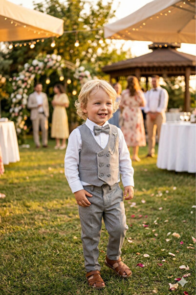 Momivi Kids طقم ملابس للأولاد مكون من 4 قطع مع ربطة عنق وسلسلة مفصلة للأطفال ...