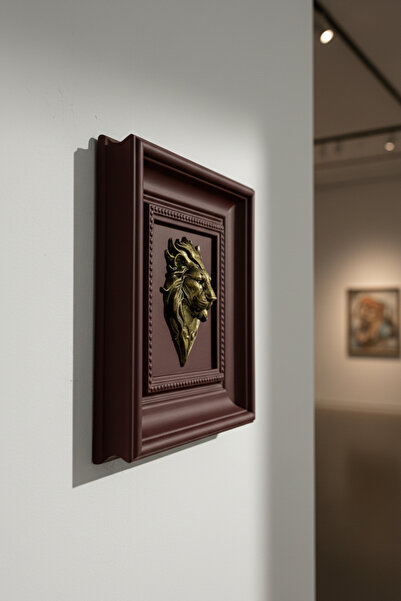 Dokulu Ruhlar Vintage Aslan Heykeli Duvar Dekorasyonu | Dekoratif Tablo | Asl...