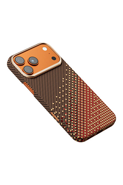 Raptic iPhone 17 Pro Max Uyumlu Kılıf M-safe Özellikli Aramid Skin Serenity Serisi Kapak Kahverengi