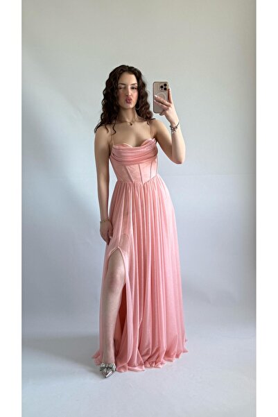 Dans Elsa Simli Abiye Pudra Pembesi