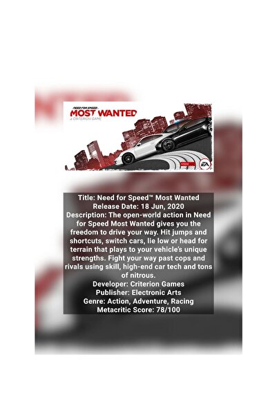 OEM Poster Infografic Need for Speed Most Wanted, Joc Legendar, Carton Premiu...