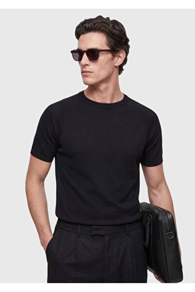 Ramsey Black Plain Knit Silk Blend Knitwear