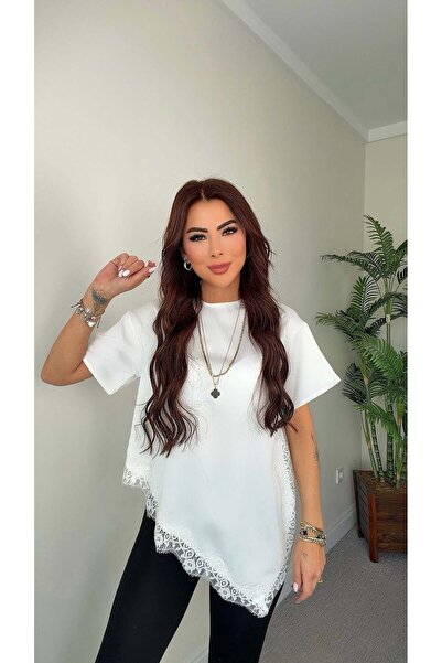 DİDEM GÜLTAKTI Denna Women's Asymmetrical Satin White Blouse