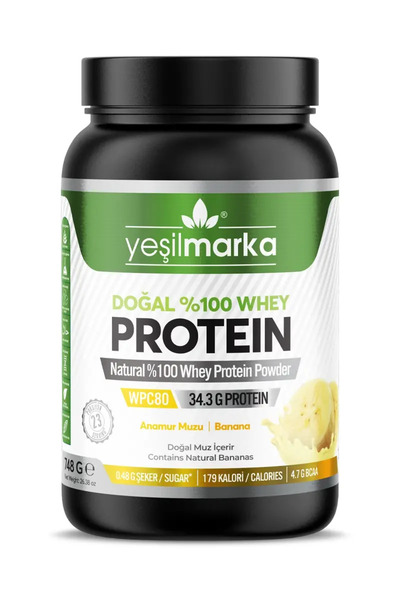 yeşilmarka Doğal Whey Muzlu Protein Tozu 748 Gr.