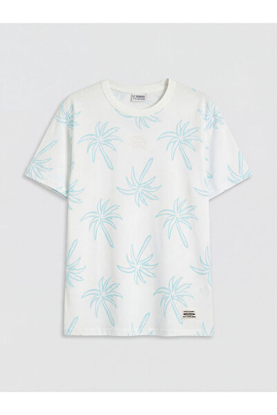 LC Waikiki Μπλουζάκι για αγόρια με τιρκουάζ σχέδιο φοίνικα