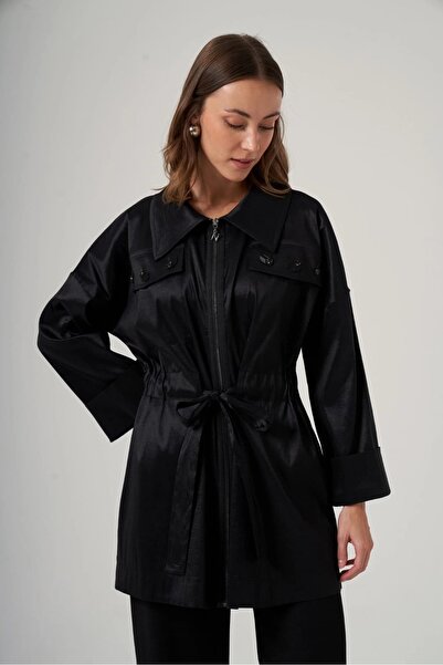 Nuss Metallic Fabric with Stone Detail, Black Cap