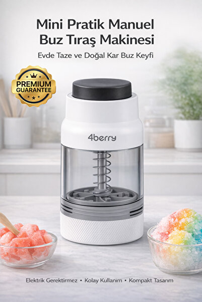 4 Berry Mini Buz Kırıcı Ice Shaver – Manuel, BPA Free, Paslanmaz Çelik Bıçakl...
