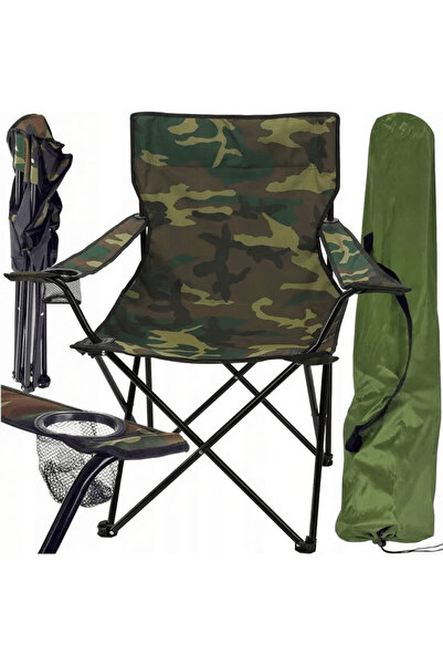Selgot Scaun pliant pentru camping/pescuit cu suport pentru pahar, camuflaj v...