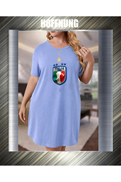 HOFFNUNG Unisex Short Sleeve Round Neck Italian Logo Printed Solid Color Long...