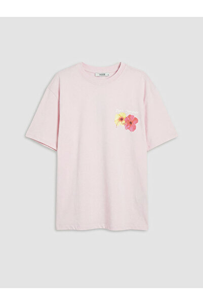 LC Waikiki Ροζ εμπριμέ γυναικείο μπλουζάκι oversize από την GÜLİS GİYİM