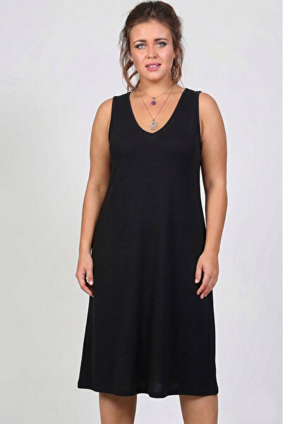 Curvy Trend Rochie din viscoză fără mâneci, cu decolteu în V, mărime mare