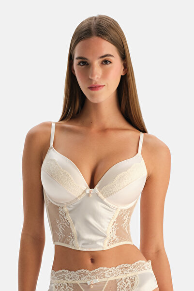 Dagi Accessories and Lace-Detail Satin Bustier