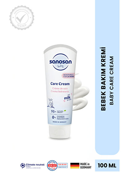 Sanosan Bebek Bakım Kremi 100 ml - Doğal Süt Proteinli 24 Saat Yüz ve Vücut N...
