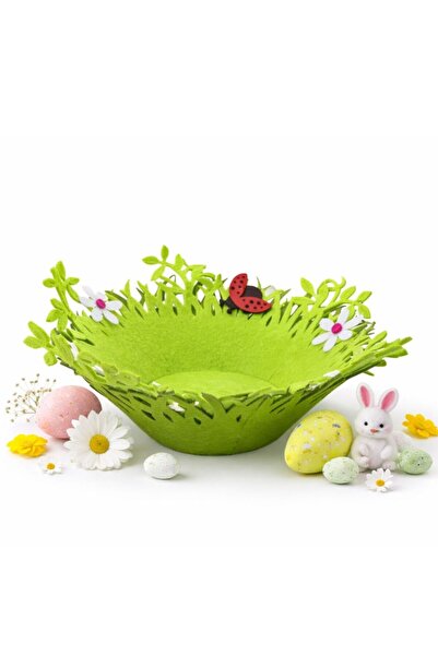 Bsr Cosulet pentru Paste, model buburuza, fetru, verde, 18x7.5 cm