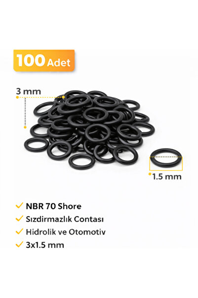 Yerli 3x1.5 mm NBR 70 Shore O-Ring – Mazot Geri Dönüş Contası Oring (100 Adet)