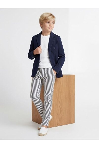 Zekids Boy's Navy Blue Blazer Jacket Three-Piece Suit