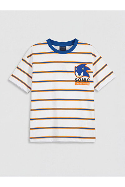 LC Waikiki تي شيرت أبيض مطبوع عليه سونيك للأولاد