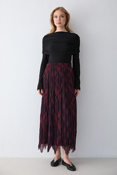 Melike Tatar Patterned Asymmetrical Skirt 32-2755
