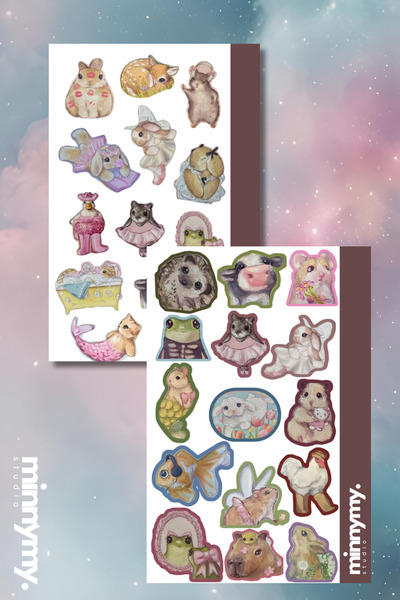 Minnymy Cute Animals Collection Sticker, Çıkartma, Ajanda, Günlük, Planlayıcı...