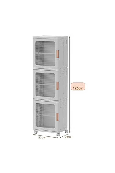 KEKE 3 Layers Clear Folding Storage Boxes with Wheels