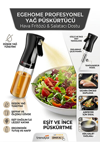 MUTFAKÇIM Mutfak Spreyi, Airfryer ve Salatacı Dostu Sızdırmaz Yağ Püskürtücü