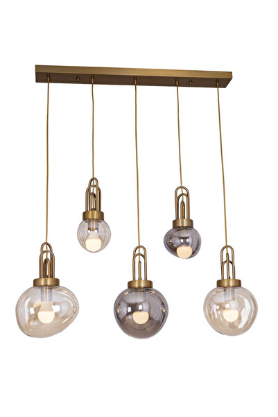 Avonni 1927-5EY Eskitme Kaplama Modern Avize E27 Metal Cam H: 120 cm, WxD: 22...