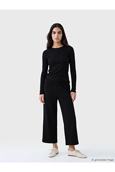LC Waikiki Black Crew Neck Long Sleeve Blouse