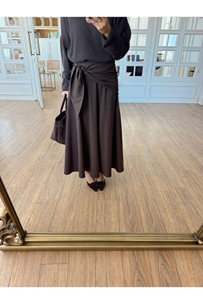 My Blog Brauner Rock aus 100 % Baumwolle mit selbsttuchierendem Detail – 3390