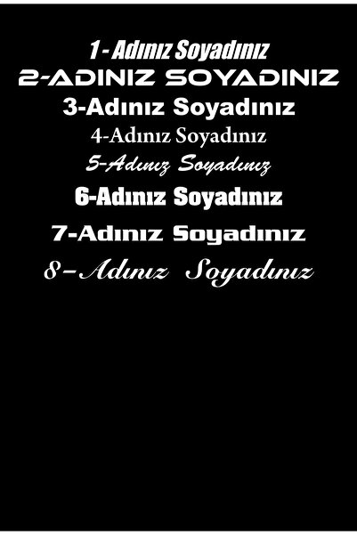 ozzi reklam Ad Soyad Araç Sticker-İsim Soyisim Araba Yazısı-Araç Sticker-Ön C...