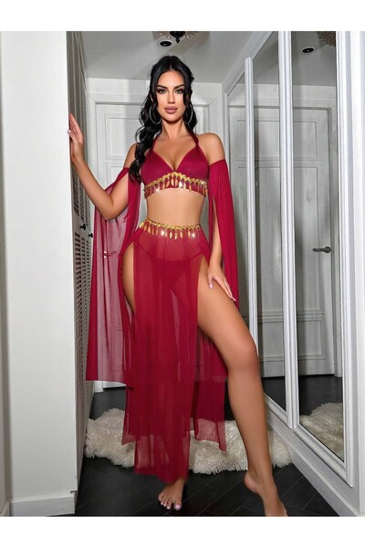 Ruselin Women's Fancy Red Special Design Harem Costume