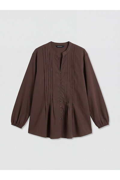 LC Waikiki Καφέ μπλούζα με διακοσμητικό γιακά και κορδόνι από την GÜLİS GİYİM