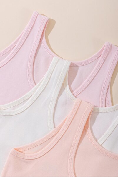 BAYKAR Girl's Cotton Thick Strap Colorful Printed Classic Undershirt 3-Pack 4...