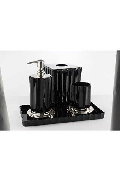 Mikasa Moor Riana Siyah Gümüş Tepsili Banyo Seti 30x15x20 cm