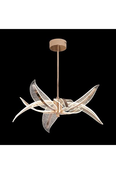 Avonni 55000-8S Sarı Kaplama Klasik Avize LED Metal Pleksi H: 50 cm, Ø: 80 cm