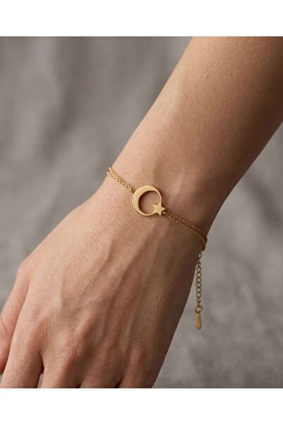 Mutenaura Moon Star Turkish Flag Steel Bracelet Unisex