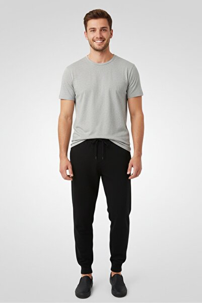 SANDRO Men Regular Fit Plain Sweatpants, Black