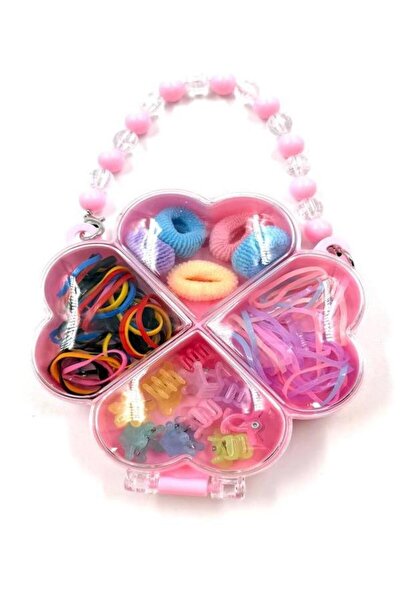 MD Moda Accessories Girl's Heart-Shaped Pink Hair Accessory Set with Beaded H...