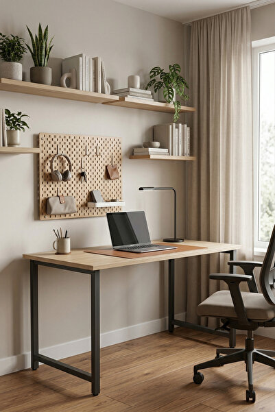Sevinse Home ATELIER İskandinav Sonomo Antrasit Çalışma Masası, Bilgisayar Ma...