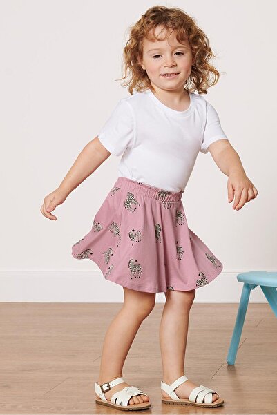 Tchibo تنورة قصيرة مطبوعة بالكامل للفتيات الصغيرات، باللون الوردي