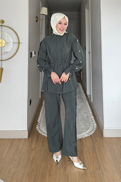 Tesettür Diyarı Σετ υφασμάτινων ενδυμάτων με φερμουάρ και κορδόνια Daren Cupr...