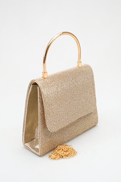 FEMME Gold Color Stone Evening Dress Bag – Stylish Evening Bag with Metal Han...