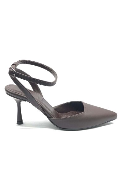 KCMN Feles Open Back Stiletto Women's Heeled Shoes Brown