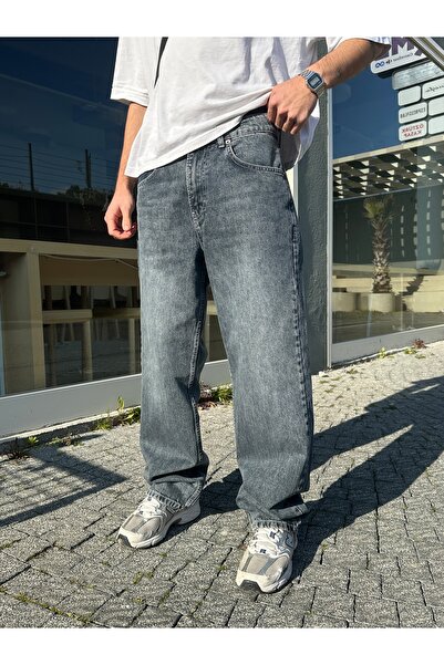 DIRECTIVE JEANS Men's Baggy Loose Fit Denim Trousers Jeans Blue Gray