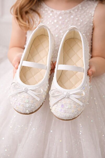 Slipcat Pantofi de balerină cu paiete și sclipici pentru fete - Potrivire ela...