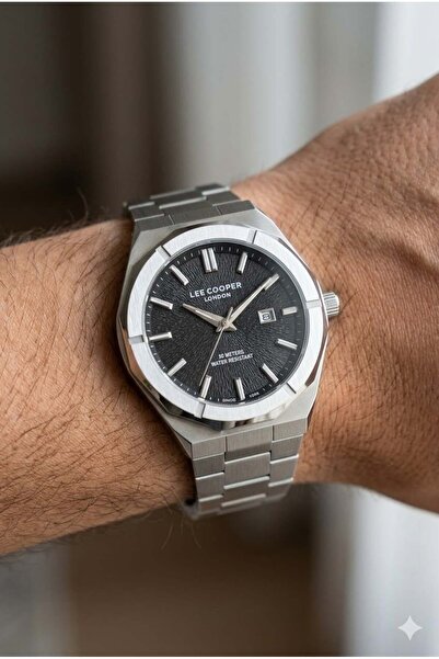 Lee Cooper Silver Round Case Men's Wristwatch |   45mm Steel Case, Silver Ste...