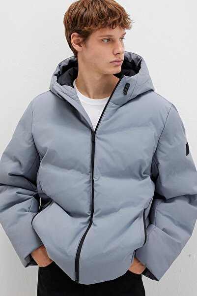 Mavi Men's Hooded Gray Puffer Jacket 0110651-85550