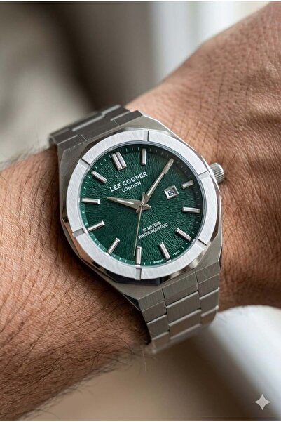 Lee Cooper Silver Color Men's Wristwatch |   45mm Steel Case, Silver Steel Ba...